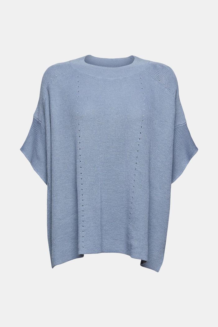 Con lana: poncho con detalles calados, LIGHT BLUE LAVENDER, detail image number 0