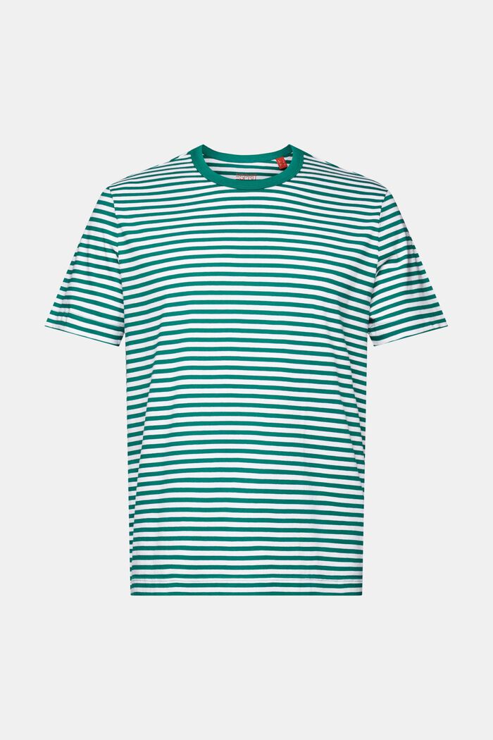 Camiseta de punto a rayas, 100% algodón, DARK GREEN, detail image number 6