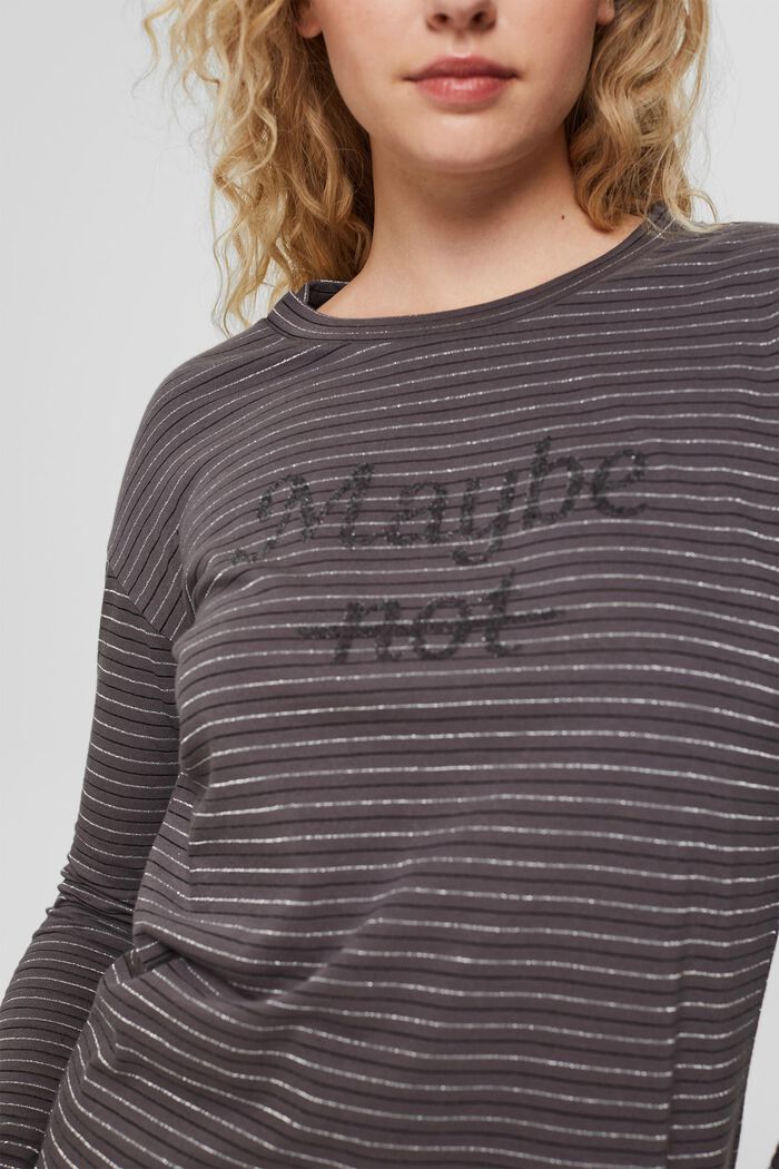 Camiseta de manga larga con brillo, mezcla de algodón ecológico, ANTHRACITE, detail image number 2