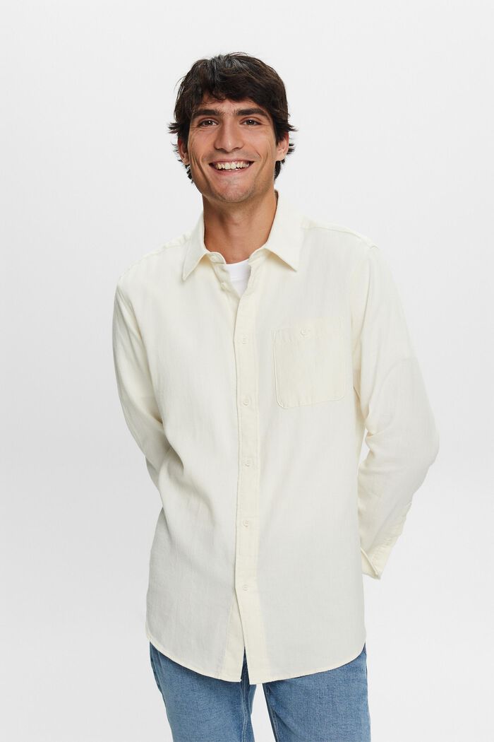 Camisa de corte ceñido con textura, 100% algodón, ICE, detail image number 0