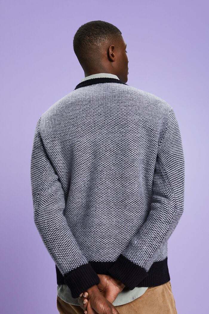 Jersey de lana con textura y cuello redondo, BLACK, detail image number 2