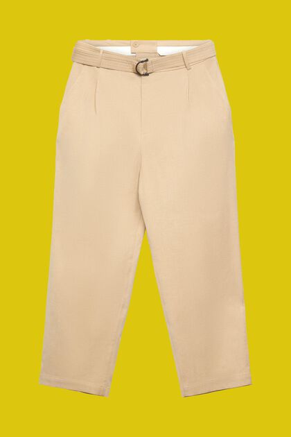 Pantalón de pernera ancha con cinturón en mezcla de lana