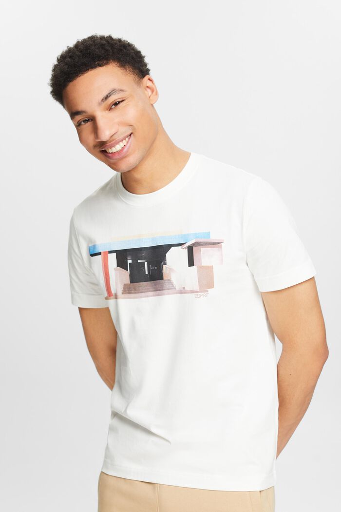 Camiseta con estampado geométrico, OFF WHITE, detail image number 0