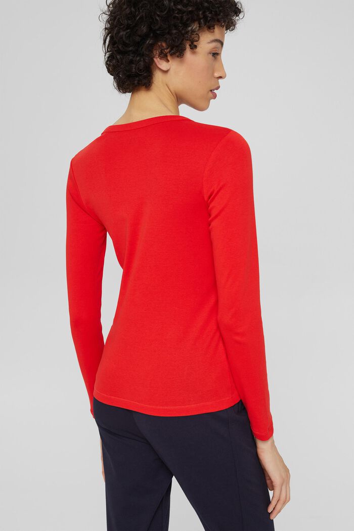 Camiseta de manga larga con cuello redondo en 100% algodón ecológico, ORANGE RED, detail image number 3