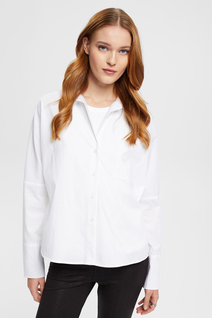 Blusa de popelina, WHITE, detail image number 0
