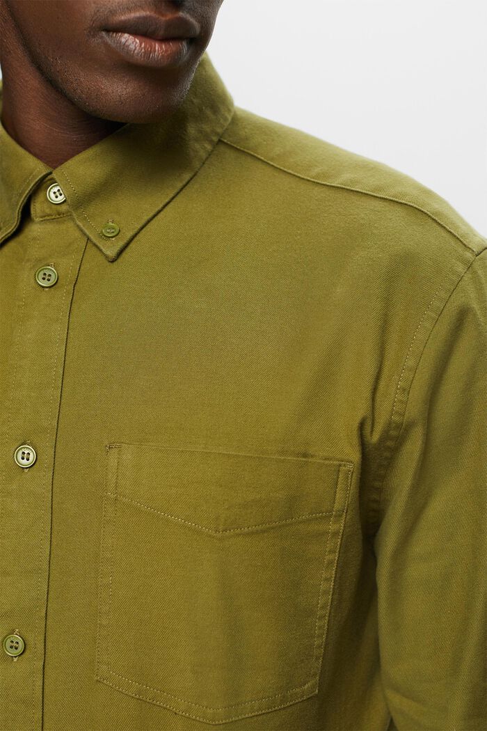 Camisa de sarga de corte normal, OLIVE, detail image number 2