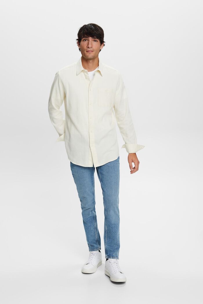 Camisa de corte ceñido con textura, 100% algodón, ICE, detail image number 1