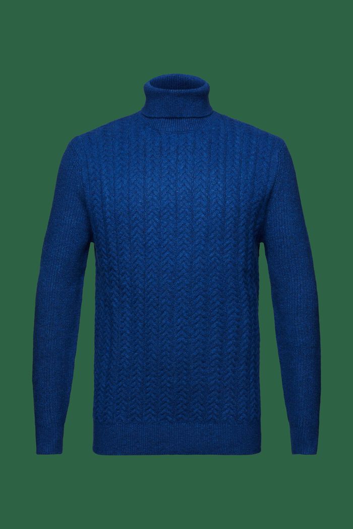 Jersey de punto trenzado con cuello vuelto, BRIGHT BLUE, detail image number 6