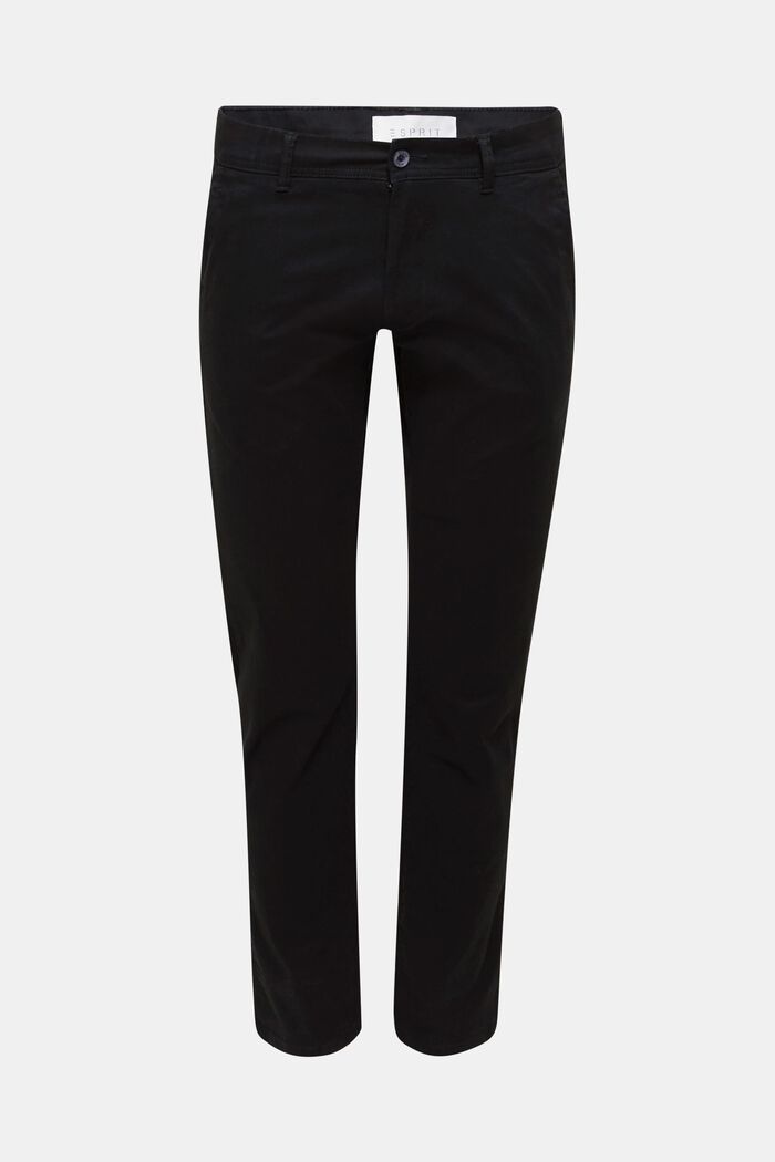 Pantalón chino de algodón elástico, BLACK, detail image number 0