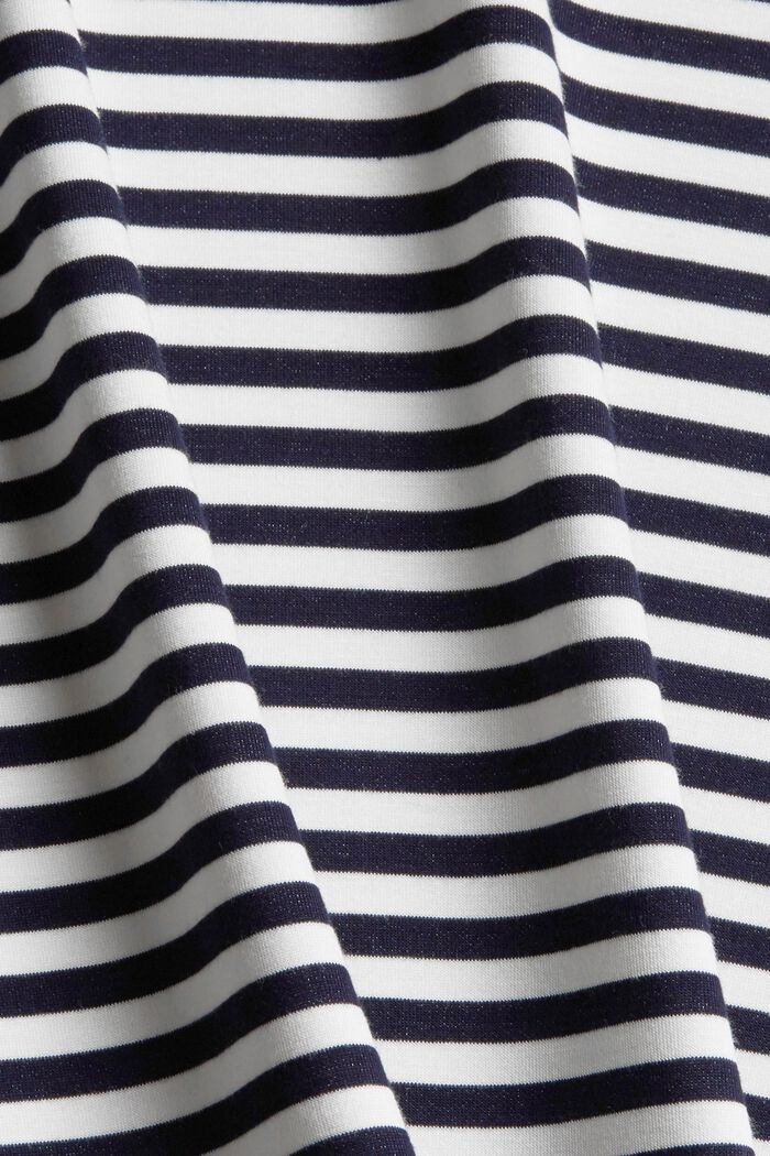 Camiseta de manga larga a rayas con bajo irregular, NAVY, detail image number 1