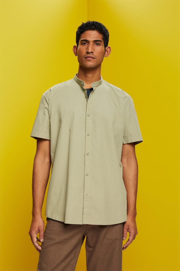 Camisa de algodón con cuello mao, LIGHT GREEN, detail image number 4