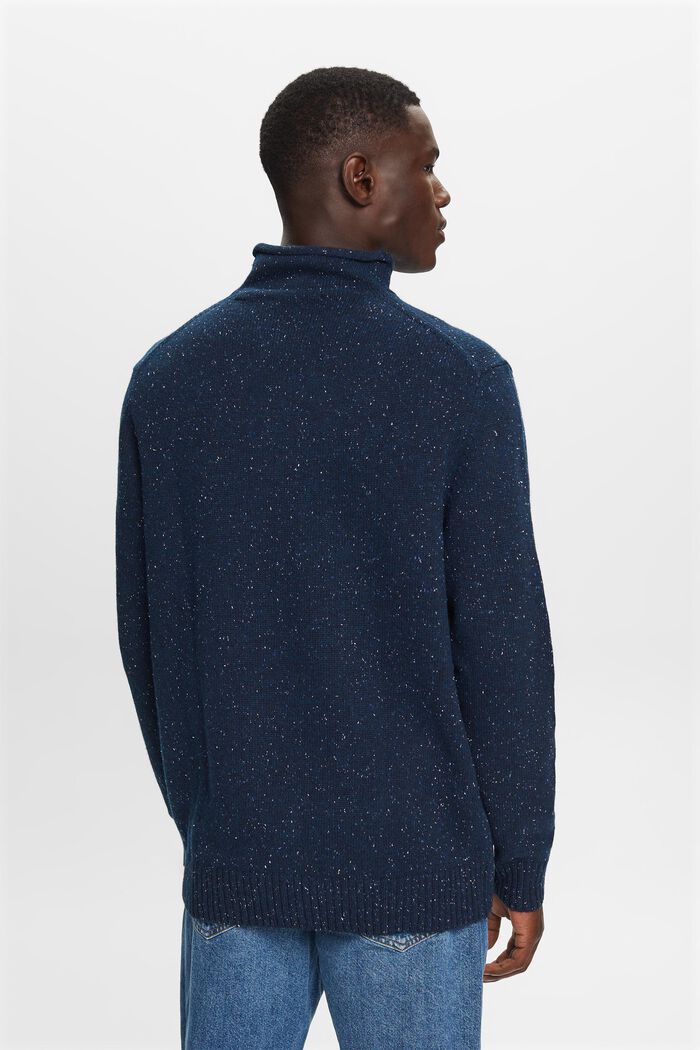 Jersey en mezcla de lana con cuello alto, PETROL BLUE, detail image number 3