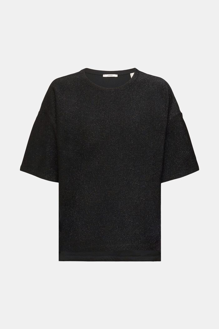 Camiseta oversize con efecto brillante, BLACK, overview