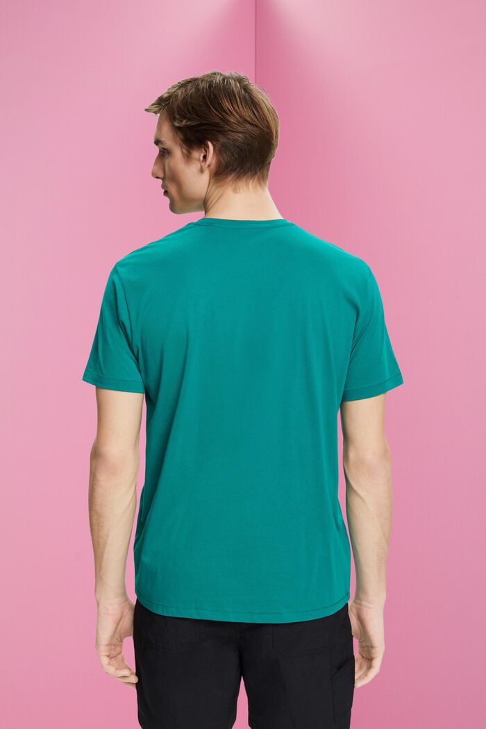 Camiseta de algodón con estampado, EMERALD GREEN, detail image number 3