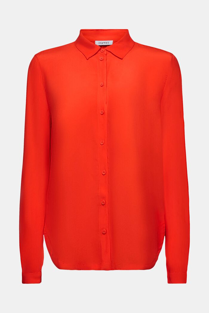 Blusa camisera de crepé, RED, detail image number 6