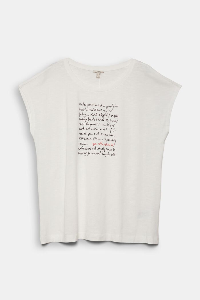 CURVY Camiseta con letras estampadas, mezcla de algodón ecológico, OFF WHITE, overview