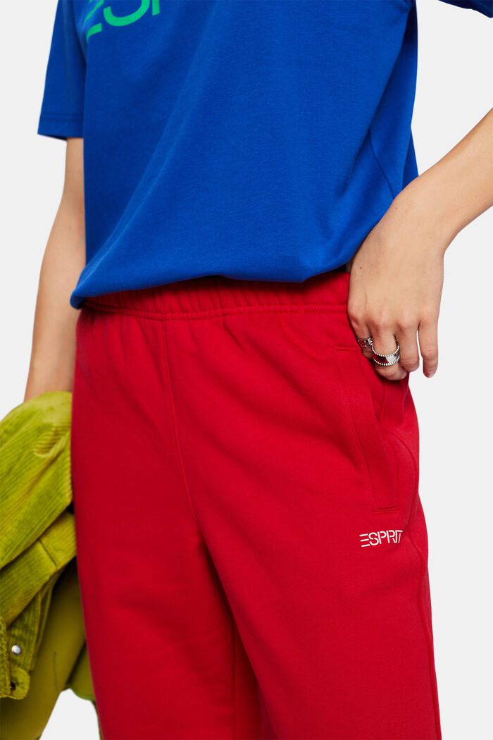 Pantalones de felpa unisex de algodón con logotipo, RED, detail image number 3