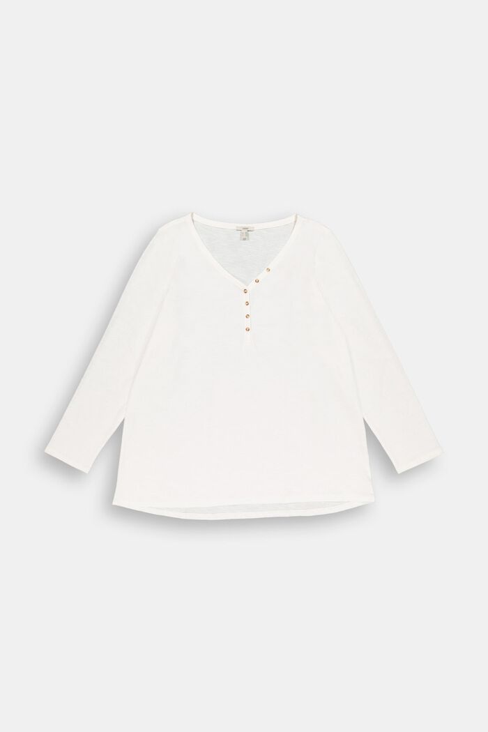 CURVY - Camiseta de manga larga en 100% algodón ecológico, OFF WHITE, overview