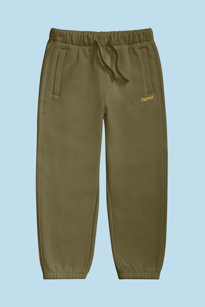 Pantalones deportivos en mezcla de algodón con logotipo, OLIVE, detail image number 0