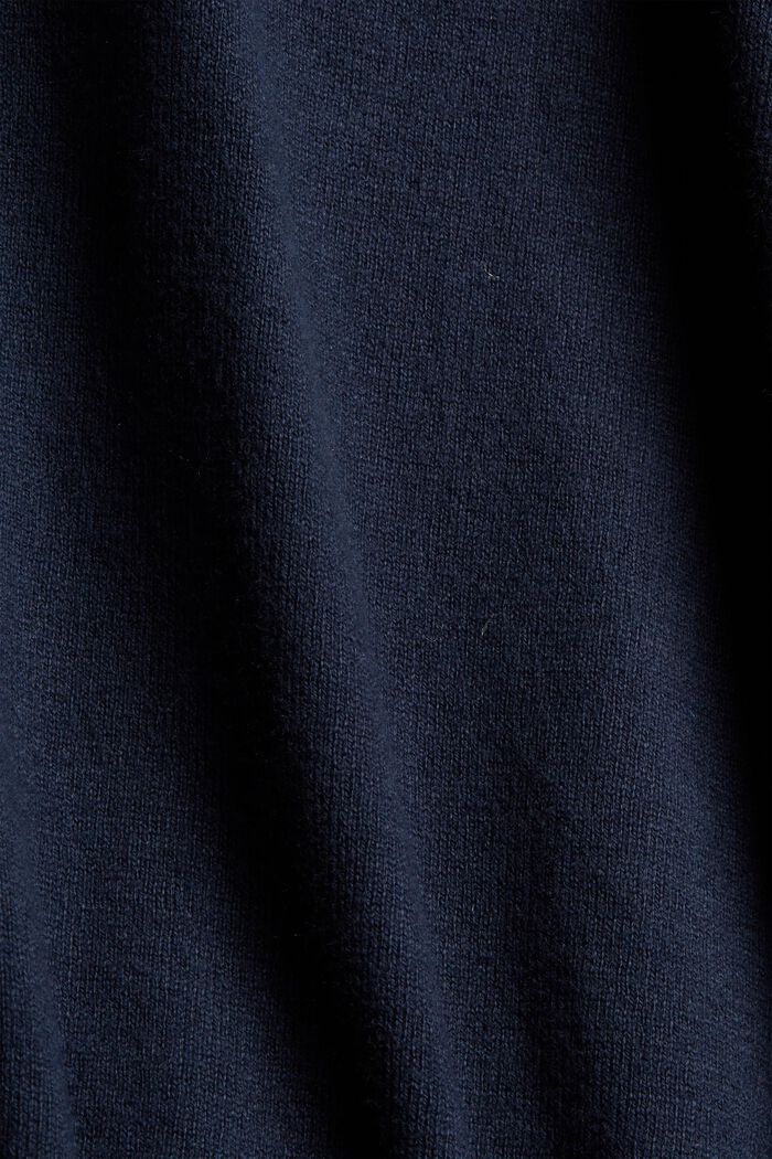 Con cachemir: jersey con cuello de solapas y cordón, NAVY, detail image number 4