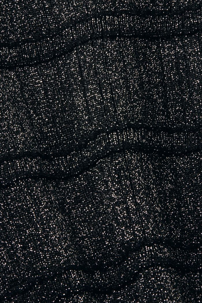 Cárdigan de lamé con cuello de pico, BLACK, detail image number 5