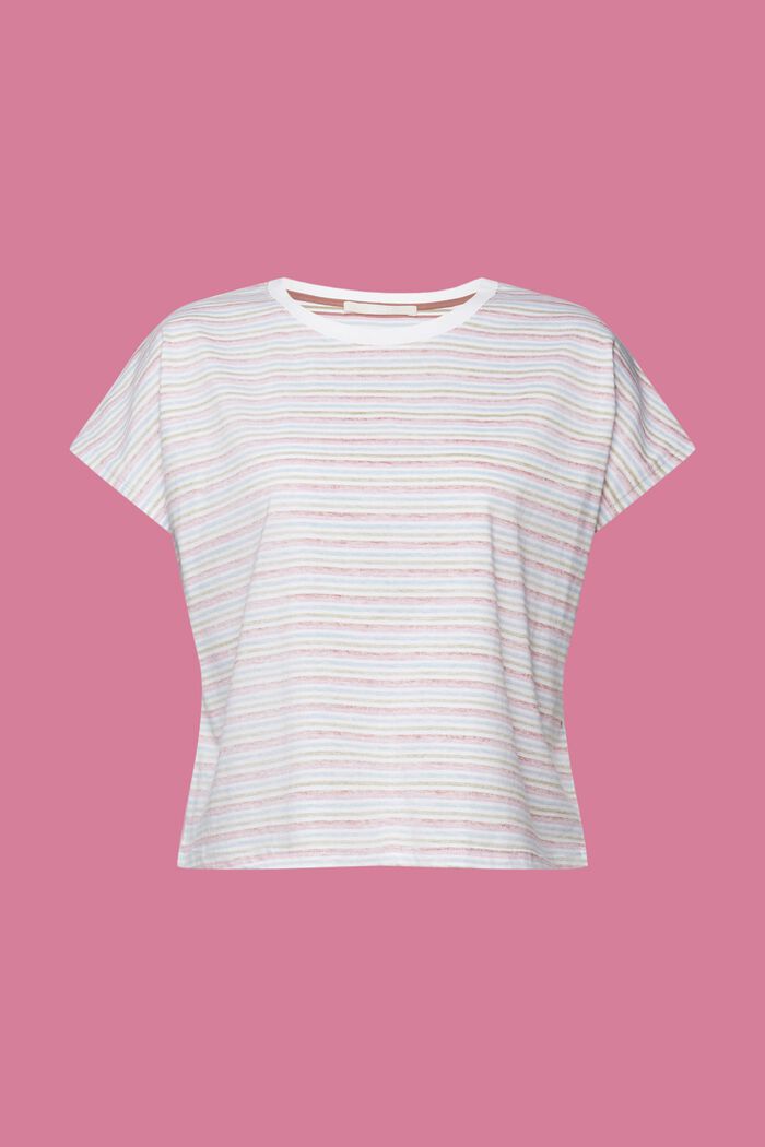 Camiseta de algodón con diseño corto a rayas, TERRACOTTA, detail image number 5