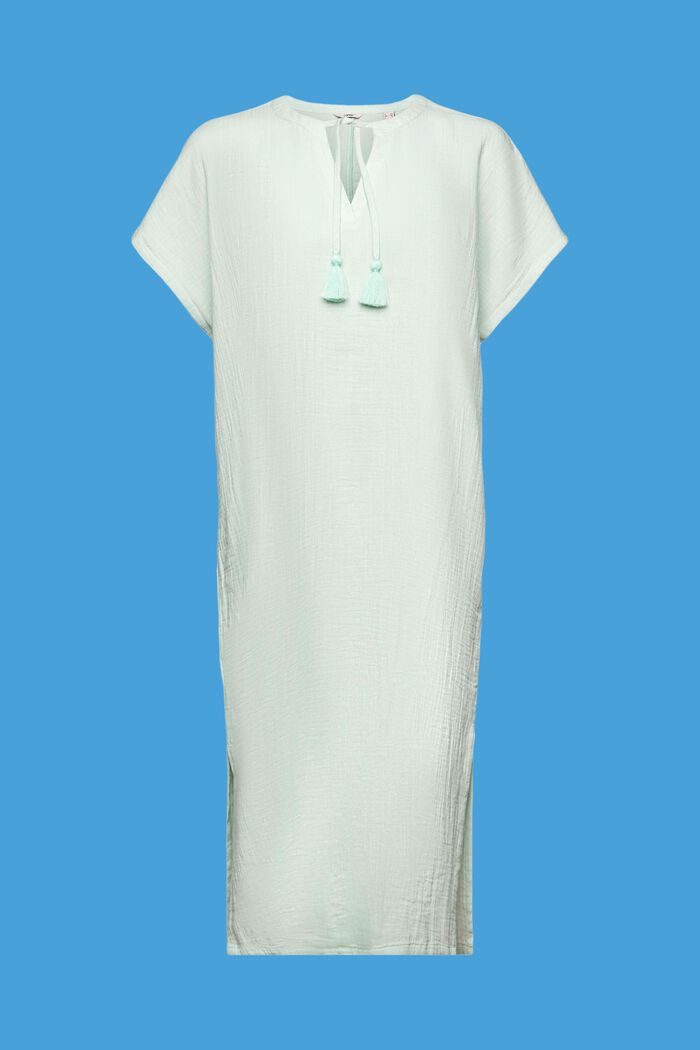 Vestido playero estilo túnica, 100% algodón, DUSTY GREEN, detail image number 5