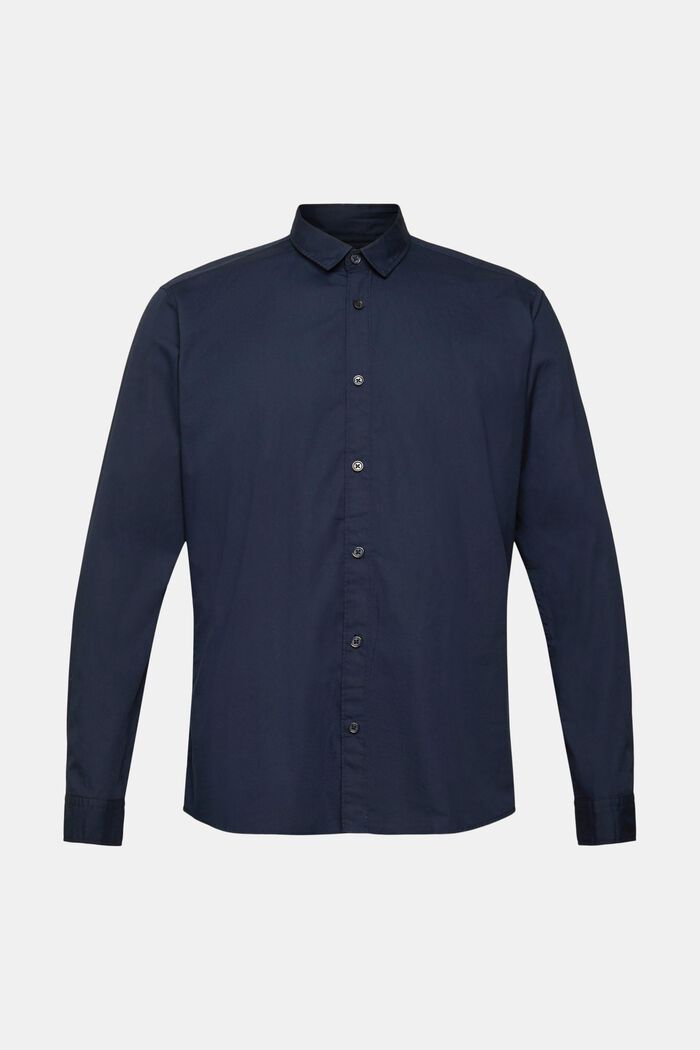 Camisa de algodón sostenible con corte ceñido, NAVY, detail image number 2