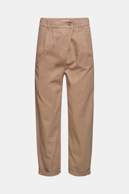 Pantalones chinos de tiro alto, 100% algodón Pima, TAUPE, overview
