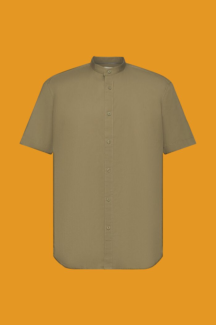 Camisa de algodón con cuello mao, KHAKI GREEN, detail image number 5