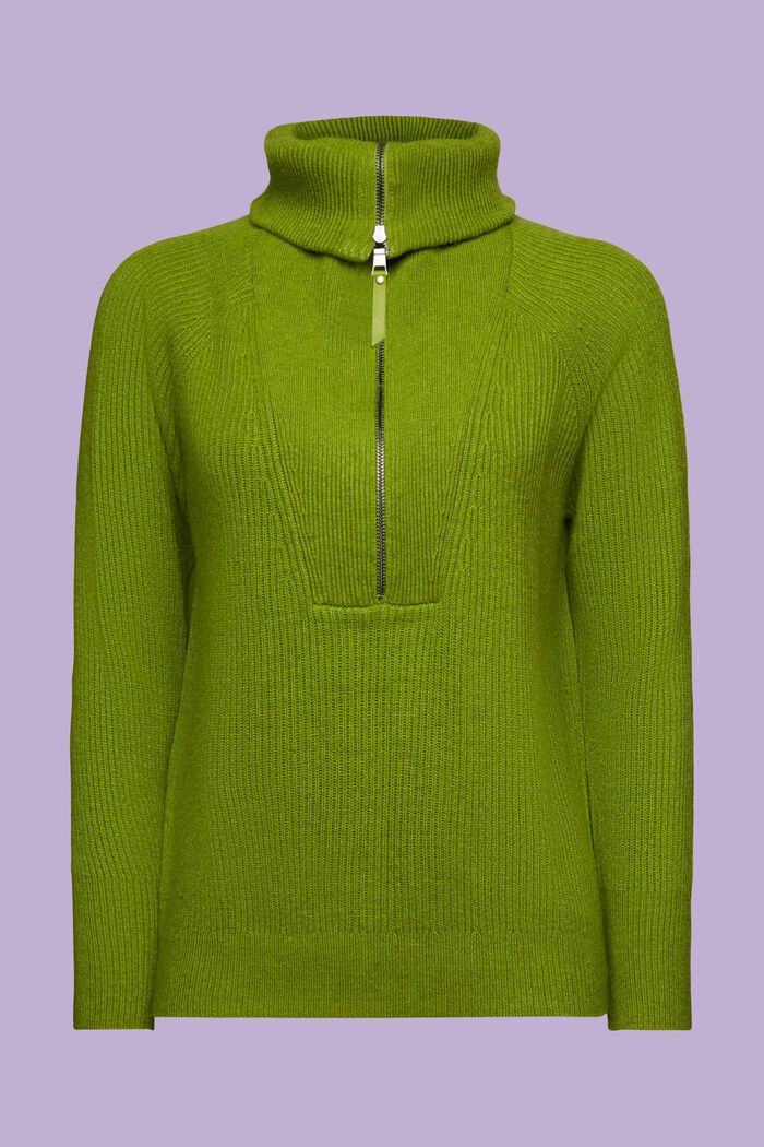 Jersey de punto acanalado en mezcla de lana, LEAF GREEN, detail image number 5