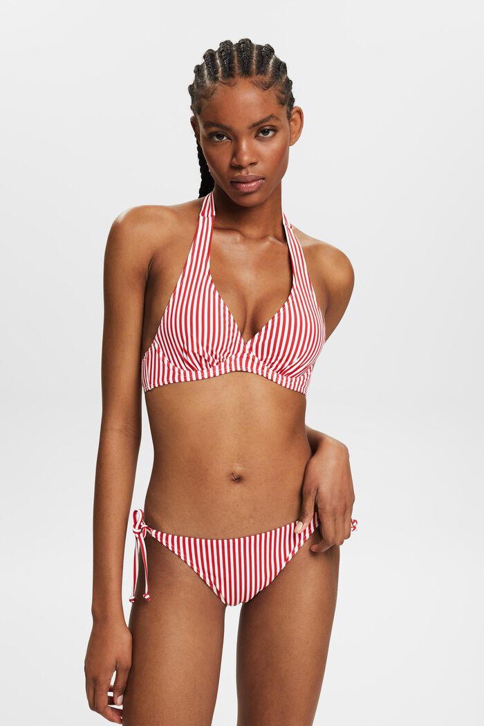 Top de bikini con aros y cuello halter, DARK RED, detail image number 0