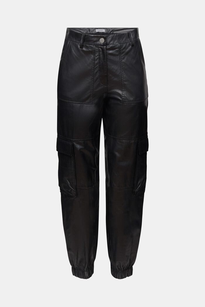 Pantalón cargo de piel, BLACK, detail image number 6