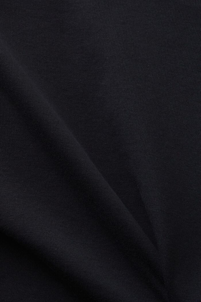 Camiseta de algodón con cuello en pico, BLACK, detail image number 4