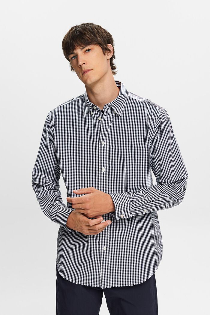 Camisa de cuadros vichy con cuello abotonado, 100% algodón, NAVY, detail image number 0