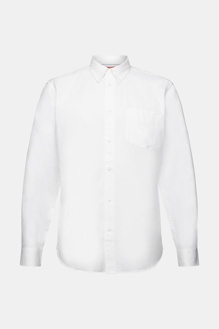 Camisa de cuello abotonado de popelina, 100 % algodón, WHITE, detail image number 8