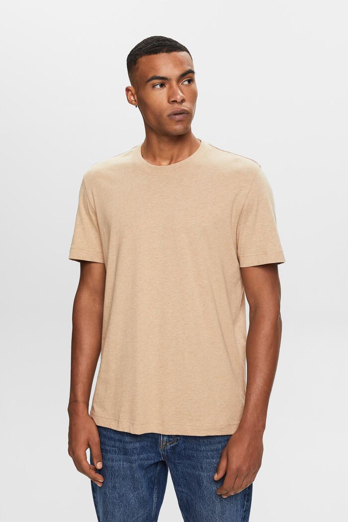 Camiseta de cuello redondo, 100% algodón, SAND, detail image number 0