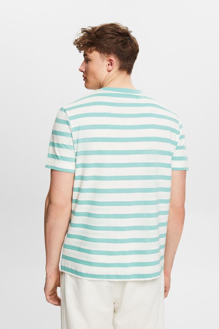 Camiseta de algodón y lino con el cuello redondo, DUSTY GREEN, detail image number 3