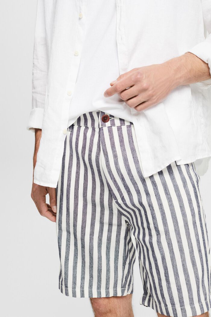 Con lino: pantalones cortos a rayas, OFF WHITE, detail image number 2