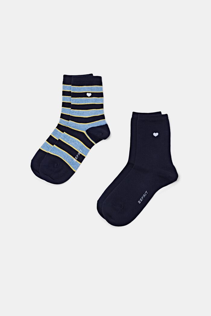 Pack de 2 pares de calcetines a rayas, SPACE BLUE, detail image number 0