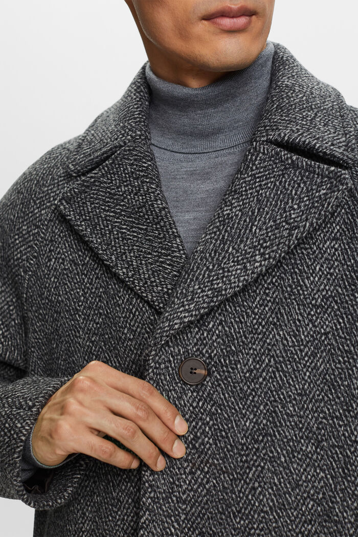 Abrigo en mezcla de lana con diseño de espiga, BLACK, detail image number 2