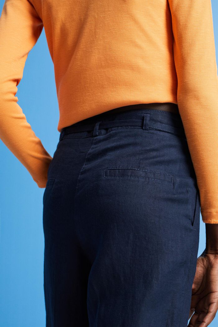 Pantalones de lino con pernera ancha, NAVY, detail image number 4
