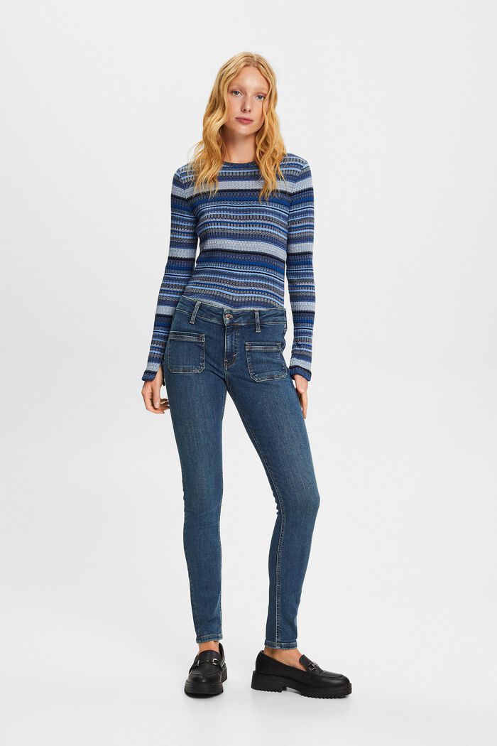 Jeans skinny mid-rise, BLUE DARK WASHED, detail image number 4