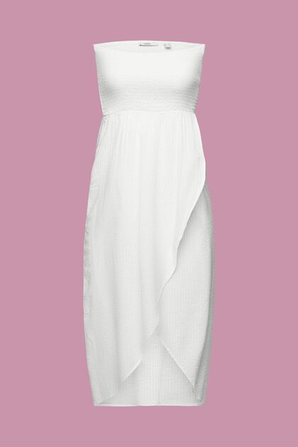 Vestido de tubo fruncido de largo midi, OFF WHITE, overview