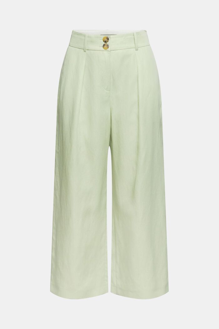 Con lino: pantalón tobillero, PASTEL GREEN, overview