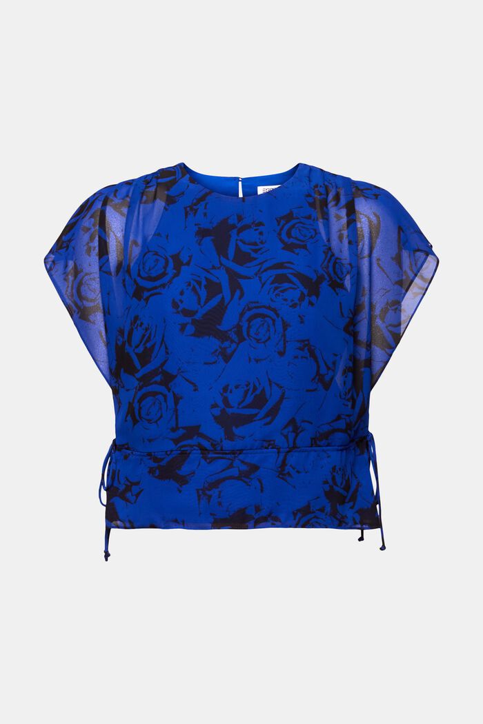 Blusa estampada en gasa con cordón, BRIGHT BLUE, detail image number 6