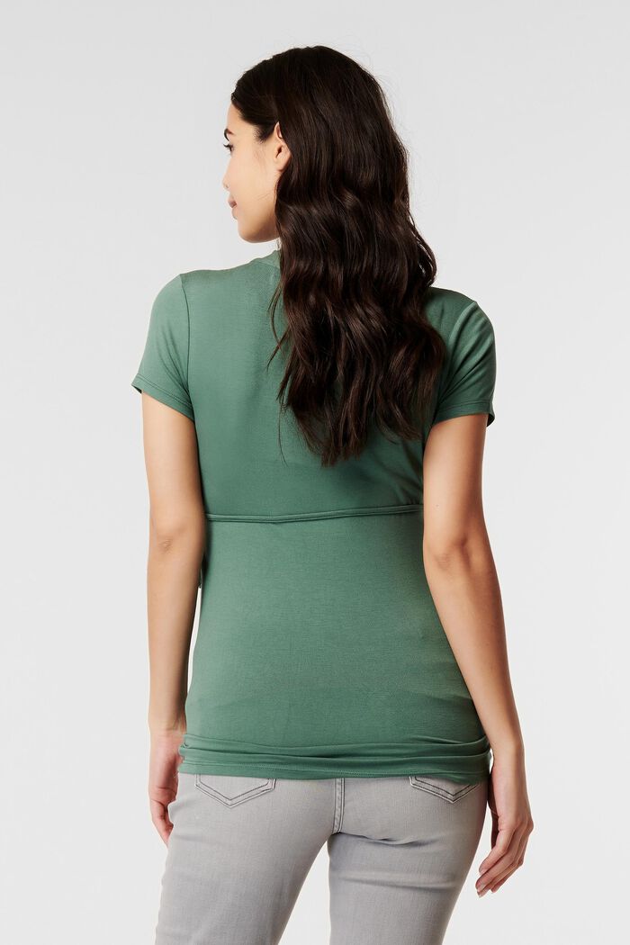 Camiseta con cuello en pico, LENZING™ ECOVERO™, VINYARD GREEN, detail image number 3