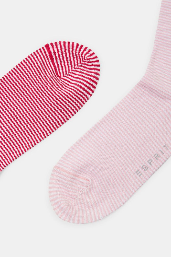 Calcetines de rayas con puños fruncidos, en algodón ecológico, RED/ROSE, detail image number 2