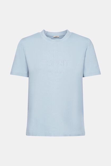 Camiseta de algodón ecológico con logotipo bordado, PASTEL BLUE, overview