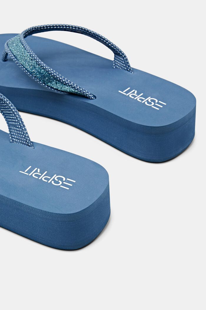 Sandalias de plataforma con tira en la puntera, BLUE, detail image number 4